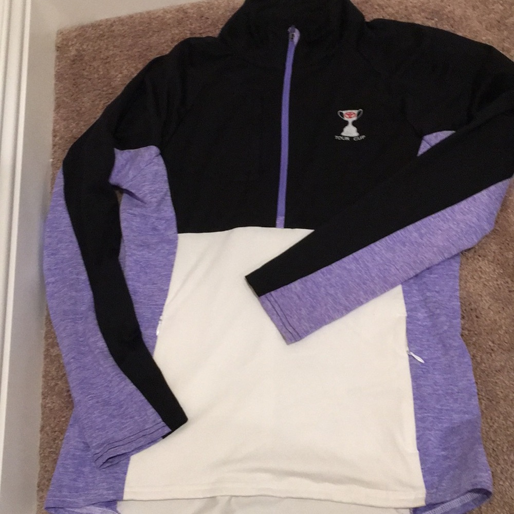 Purple silky dry fit half zip up